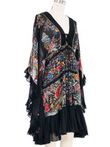 2009 Roberto Cavalli Ruffle Trimmed Angel Sleeve Chiffon Dress Dress arcadeshops.com