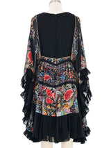 2009 Roberto Cavalli Ruffle Trimmed Angel Sleeve Chiffon Dress Dress arcadeshops.com