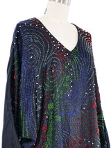 Black Sequin Embellished Batwing Silk Top Top arcadeshops.com