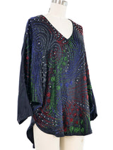 Black Sequin Embellished Batwing Silk Top Top arcadeshops.com