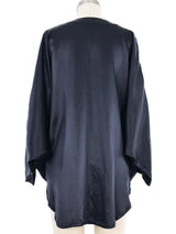 Black Sequin Embellished Batwing Silk Top Top arcadeshops.com
