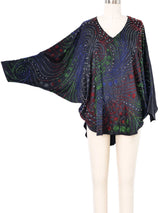 Black Sequin Embellished Batwing Silk Top Top arcadeshops.com