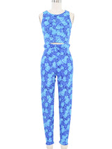 1980s Gianni Versace Rose Printed Spandex Ensemble Suit arcadeshops.com