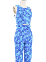 1980s Gianni Versace Rose Printed Spandex Ensemble Suit arcadeshops.com