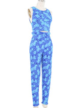1980s Gianni Versace Rose Printed Spandex Ensemble Suit arcadeshops.com