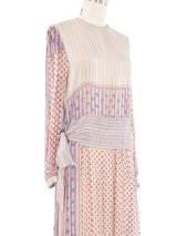 The Silk Farm Metallic Stripe Boho Silk Dress Dress arcadeshops.com
