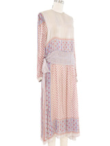 The Silk Farm Metallic Stripe Boho Silk Dress Dress arcadeshops.com