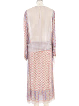 The Silk Farm Metallic Stripe Boho Silk Dress Dress arcadeshops.com