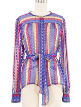 The Silk Farm Striped Metallic Chiffon Blouse Top arcadeshops.com