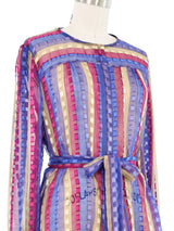 The Silk Farm Striped Metallic Chiffon Blouse Top arcadeshops.com