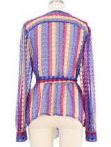 The Silk Farm Striped Metallic Chiffon Blouse Top arcadeshops.com