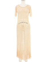 Tan Crochet Maxi Dress Dress arcadeshops.com