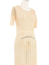 Tan Crochet Maxi Dress Dress arcadeshops.com