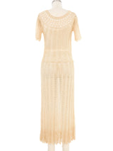 Tan Crochet Maxi Dress Dress arcadeshops.com