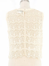 Ivory Lace Crochet Cropped Tank Top arcadeshops.com