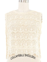 Ivory Lace Crochet Cropped Tank Top arcadeshops.com