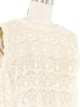 Ivory Lace Crochet Cropped Tank Top arcadeshops.com