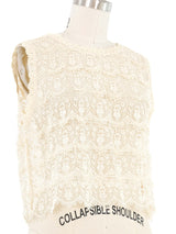 Ivory Lace Crochet Cropped Tank Top arcadeshops.com