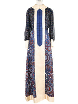Ronald Amey Navy Printed Silk Maxi Dress Dress arcadeshops.com