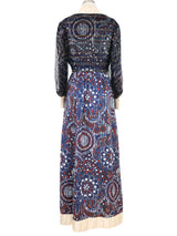 Ronald Amey Navy Printed Silk Maxi Dress Dress arcadeshops.com