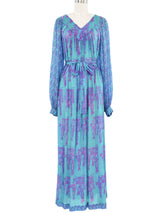 Sunda Floral Printed Embellished Maxi Dress Dress arcadeshops.com