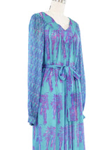 Sunda Floral Printed Embellished Maxi Dress Dress arcadeshops.com