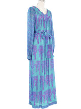 Sunda Floral Printed Embellished Maxi Dress Dress arcadeshops.com