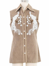 1970s Peacock Beaded Sleeveless Top Top arcadeshops.com