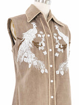 1970s Peacock Beaded Sleeveless Top Top arcadeshops.com