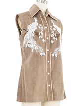 1970s Peacock Beaded Sleeveless Top Top arcadeshops.com