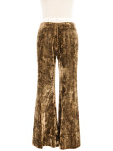 Brown Velour Flare Trousers Bottom arcadeshops.com