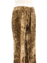 Brown Velour Flare Trousers Bottom arcadeshops.com