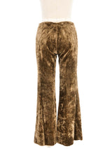Brown Velour Flare Trousers Bottom arcadeshops.com