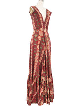 1970s Albert Nipon Floral Block Print Peasant Dress Dress arcadeshops.com