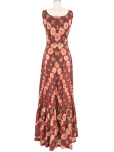 1970s Albert Nipon Floral Block Print Peasant Dress Dress arcadeshops.com