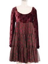 Genny Tiered Silk and Velvet Babydoll Dress Dress arcadeshops.com