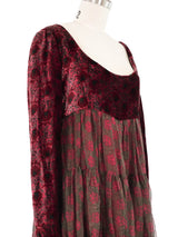 Genny Tiered Silk and Velvet Babydoll Dress Dress arcadeshops.com