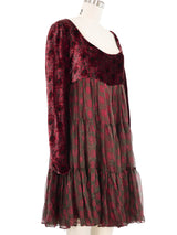 Genny Tiered Silk and Velvet Babydoll Dress Dress arcadeshops.com