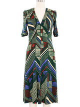 1970s Bus Stop Abstract Print Dress Dress arcadeshops.com