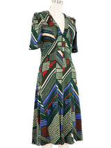 1970s Bus Stop Abstract Print Dress Dress arcadeshops.com