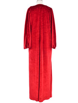 Halston Red Velvet Caftan Dress arcadeshops.com