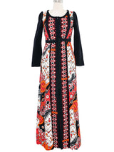 1970s Quilted Abstract Maxi Dress Dress arcadeshops.com