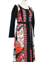 1970s Quilted Abstract Maxi Dress Dress arcadeshops.com