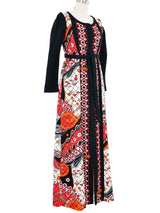 1970s Quilted Abstract Maxi Dress Dress arcadeshops.com