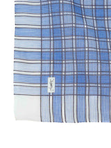 Yves Saint Laurent Blue Plaid Cotton Gauze Scarf Accessory arcadeshops.com