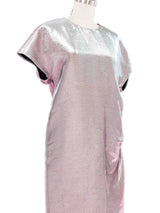 2016 Jil Sander Pink Metallic Structured Midi Dress Dress arcadeshops.com