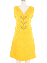 1960s Giovanna Ferragamo Yellow Jacquard Satin Dress Dress arcadeshops.com