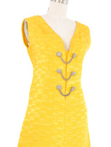 1960s Giovanna Ferragamo Yellow Jacquard Satin Dress Dress arcadeshops.com
