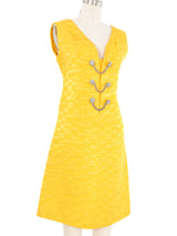 1960s Giovanna Ferragamo Yellow Jacquard Satin Dress Dress arcadeshops.com