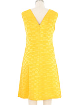 1960s Giovanna Ferragamo Yellow Jacquard Satin Dress Dress arcadeshops.com